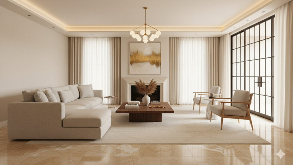 beige marble flooring for warm neutral interiors