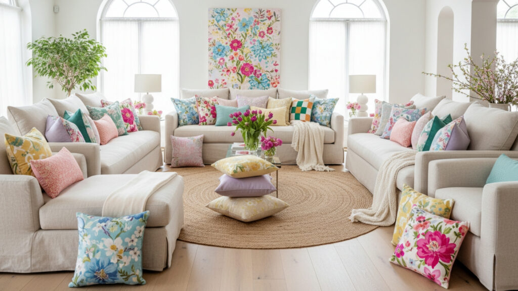 Bright Decorative Pillows Introduce Cheerful Patterns and Textures