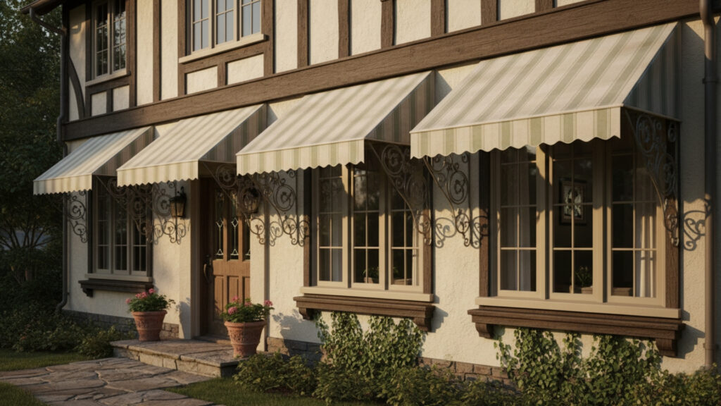 Decorative Bracket Awnings for Classic Exterior Style