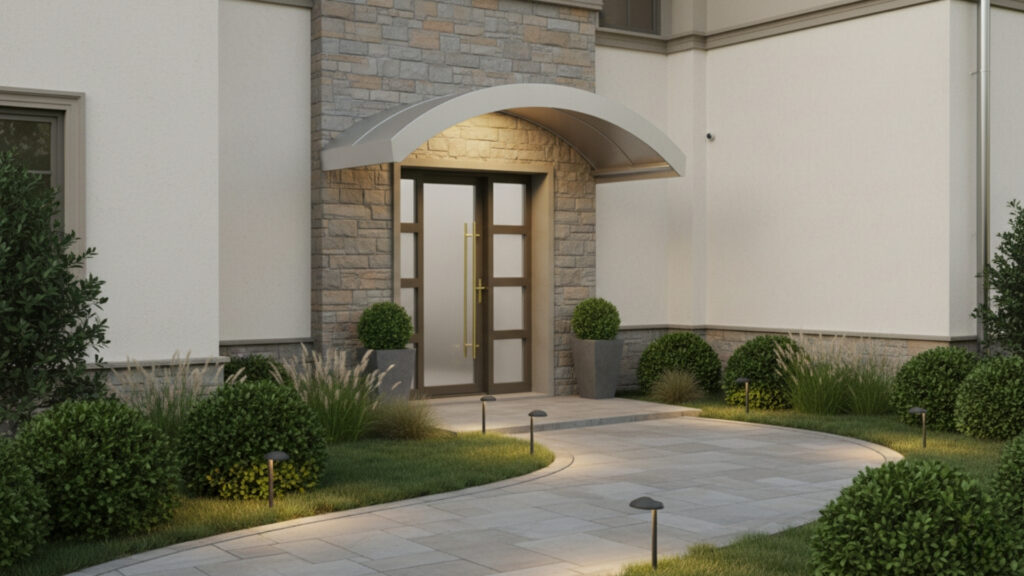 Elegant Curved Metal Porch Awnings for Soft Design Appeal