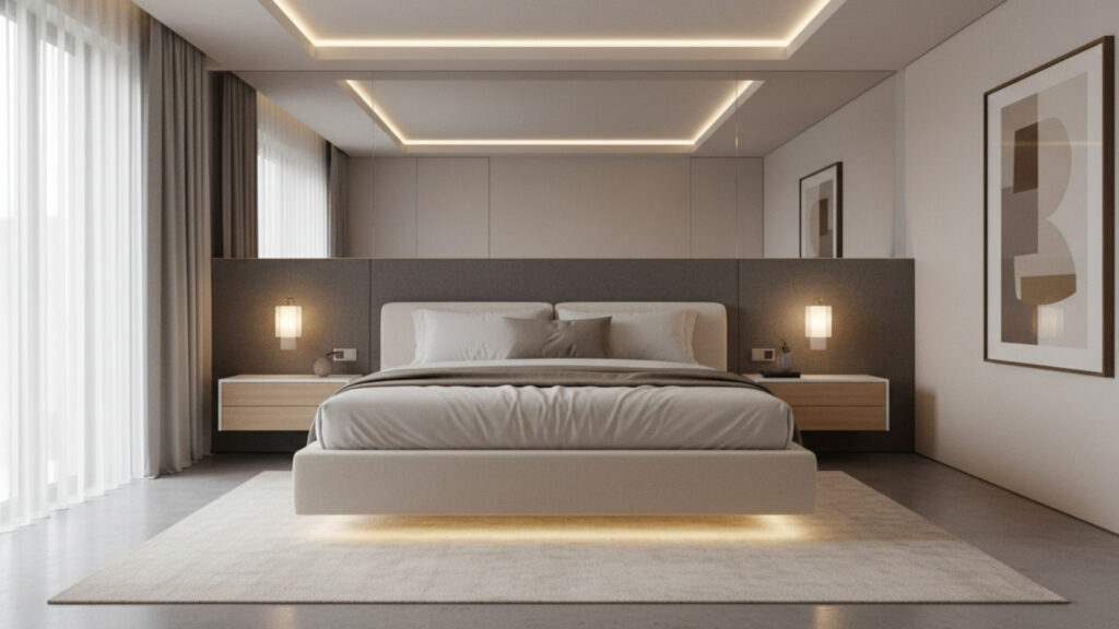Floating Beds with Hidden Supports for a Modern Illusion