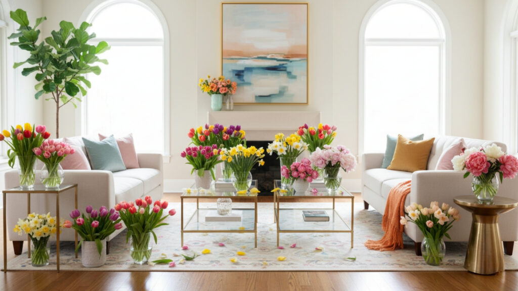 Fresh Floral Arrangements Can Instantly Transform Your Living Room Decor