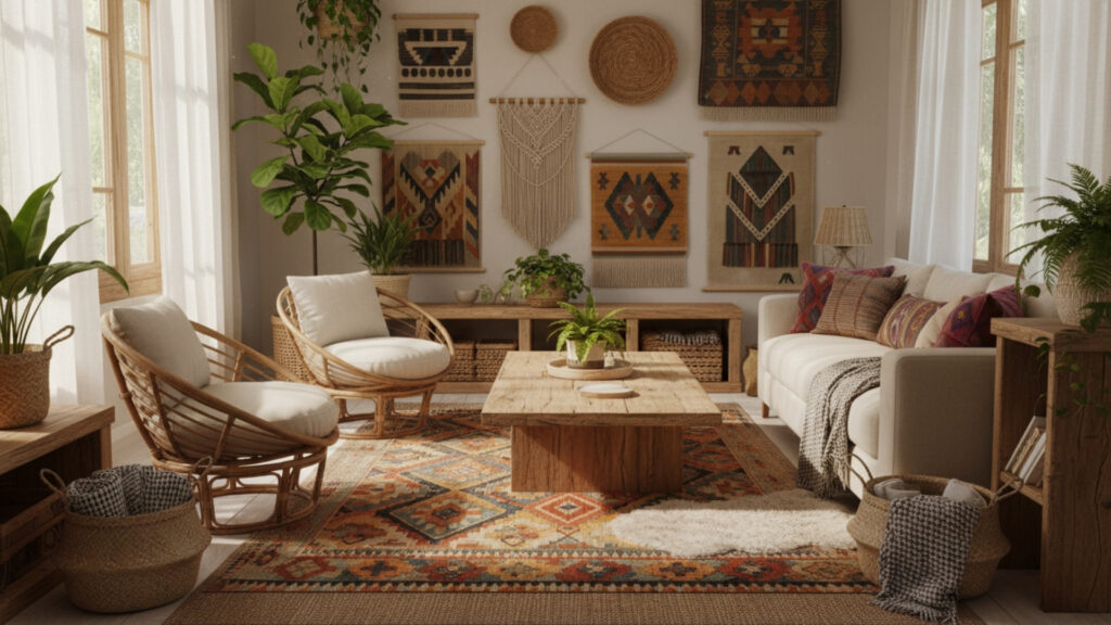 Integrate Natural Materials Like Wood, Rattan, and Woven Accents