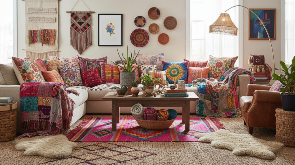 Introduce Colorful Textiles and Throws for Cozy Layering