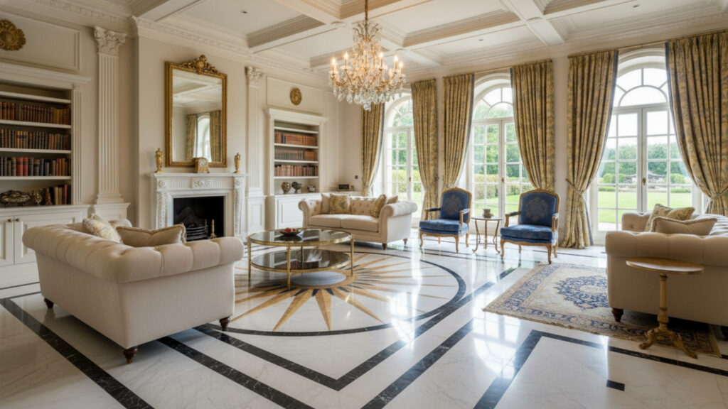 marble flooring with decorative borders