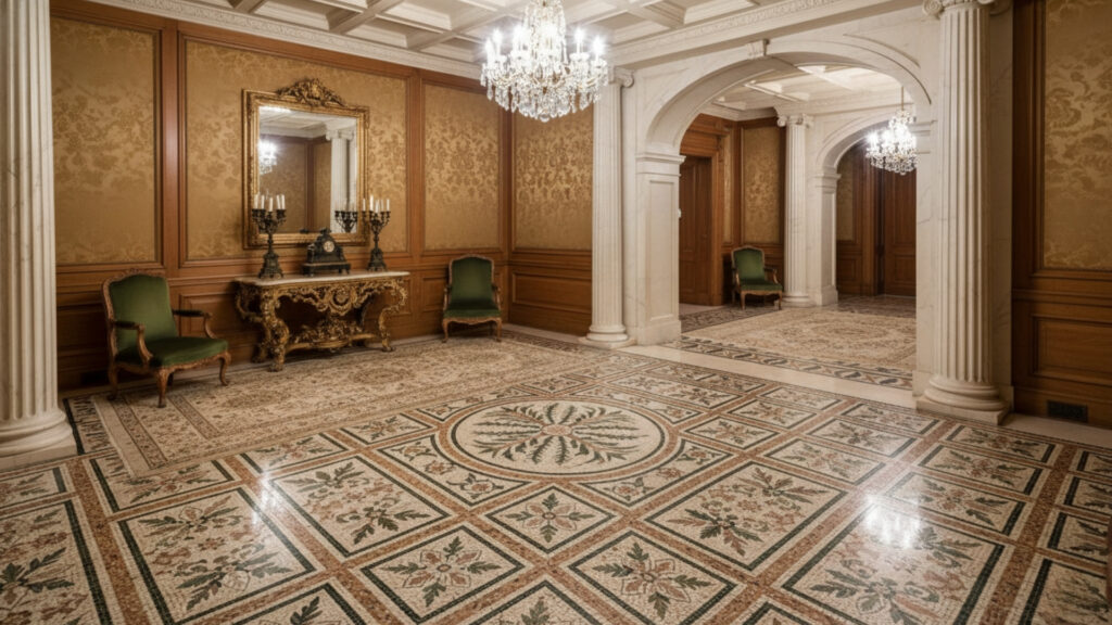 marble mosaic flooring for decorative detail