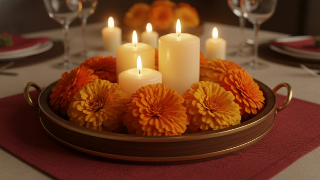 Marigold Candle Arrangements for Warm Ambiance
