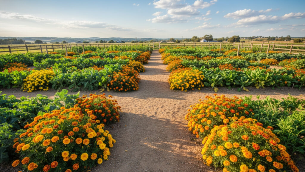 Marigolds Enhance Garden Beauty and Structure
