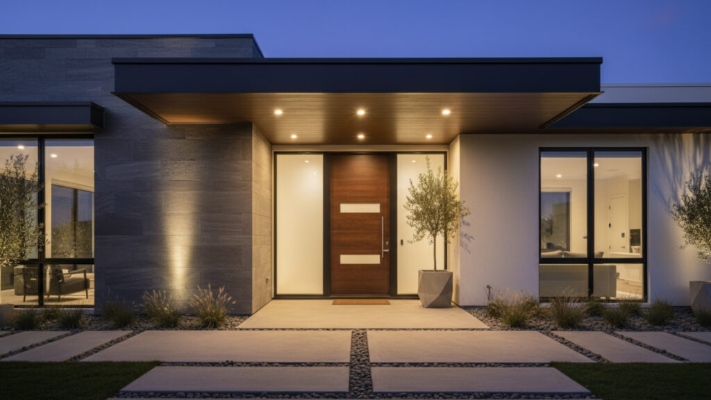 Metal Porch Awnings Combined with Glass Panels