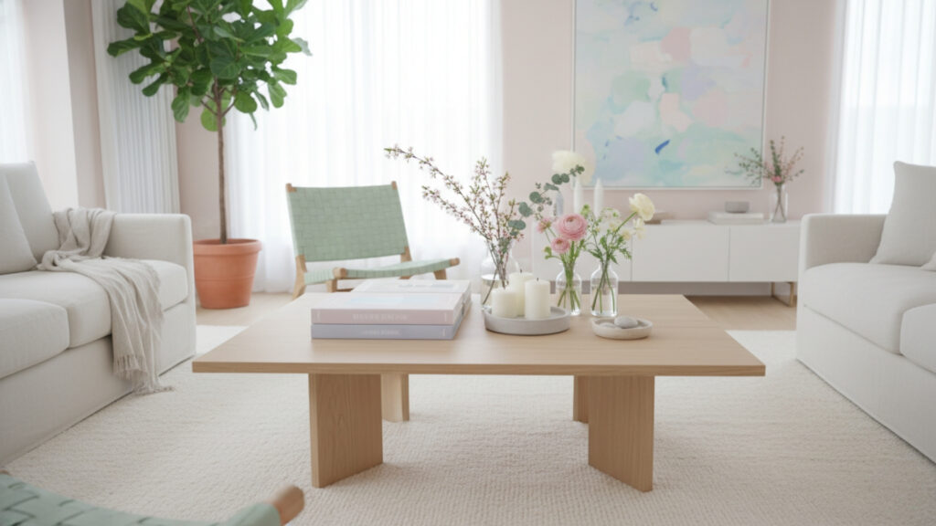 Minimalist Coffee Table Styling Highlights Seasonal Accents