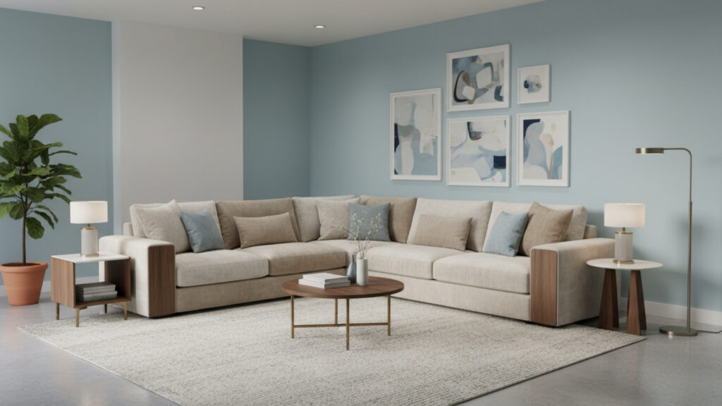 Neutral Furniture to Balance Light Blue Tones