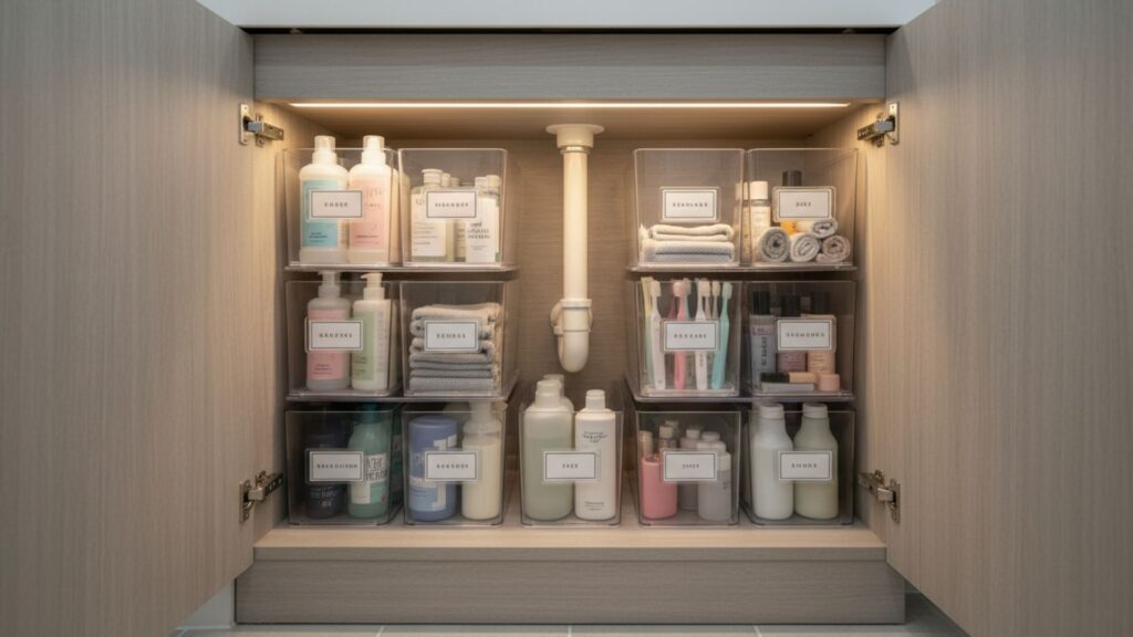 Organize Under the Sink with Stackable Bins