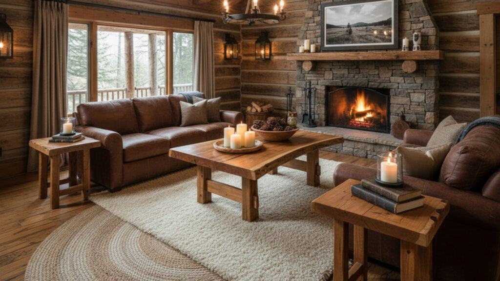 Rustic Wooden Coffee and Side Tables