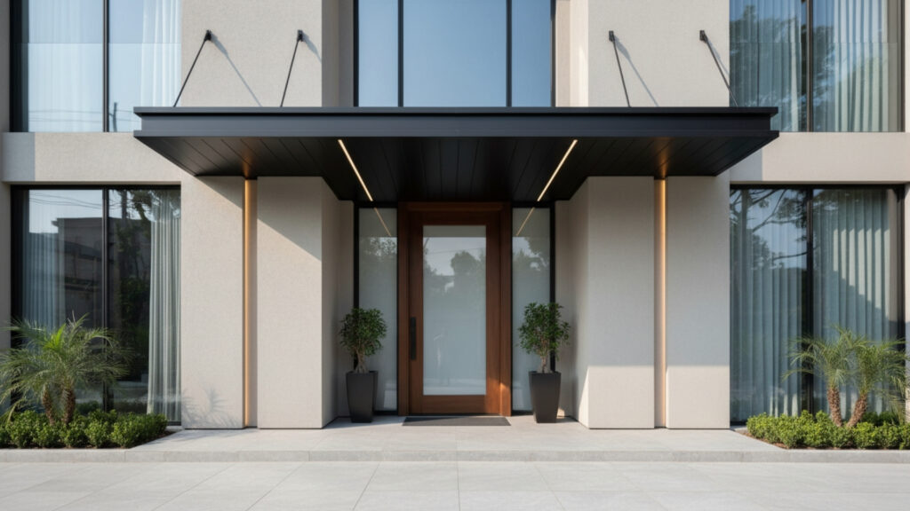 Sleek Flat Metal Porch Awnings for a Modern Entrance