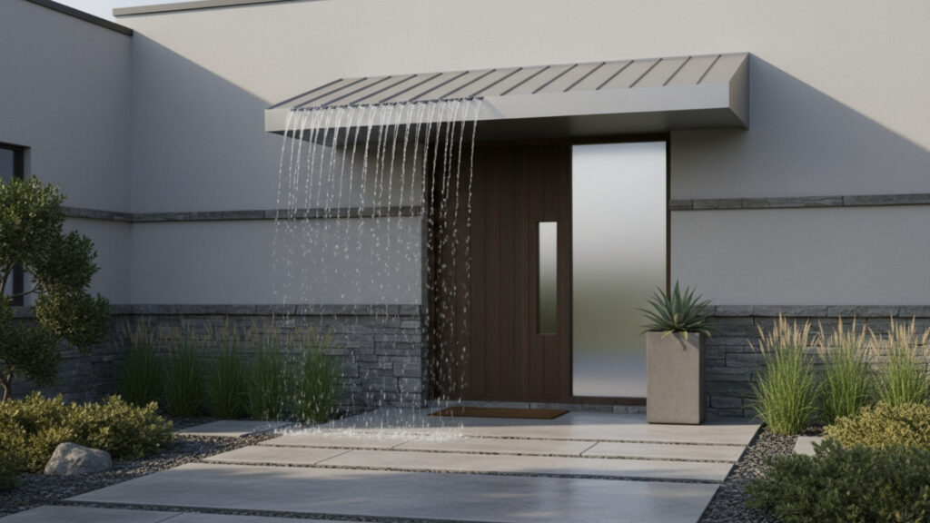 Sloped Metal Porch Awnings That Improve Rain Drainage