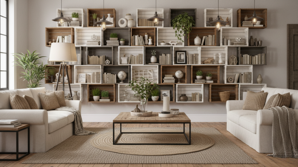 Turn Old Wooden Crates into Stylish Storage Shelves