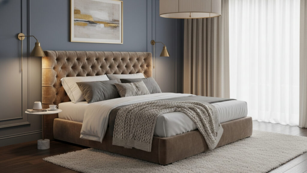 Upholstered Beds with Statement Headboards for Luxury Appeal