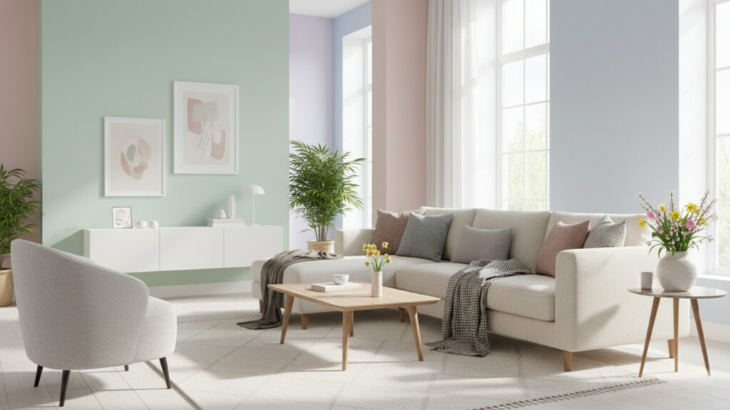 Use Light Pastel Shades to Brighten and Refresh Your Living Room Interiors