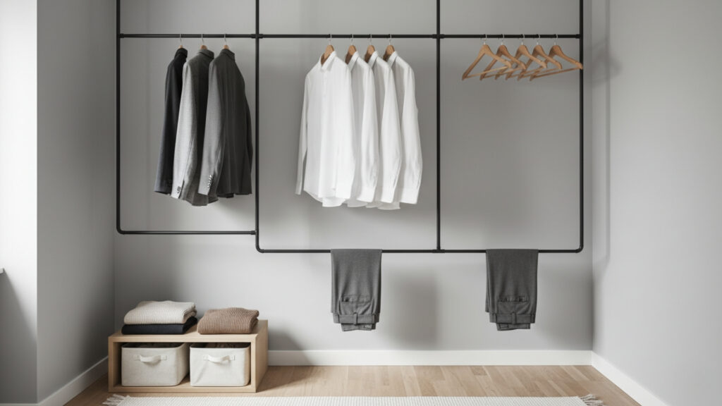 Use Slim Hanging Rods for Seasonal Clothes
