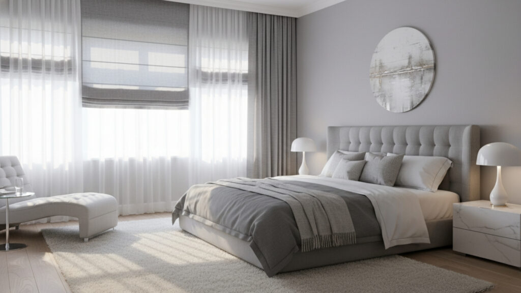 Window Treatments to Complement Gray and White Elegance