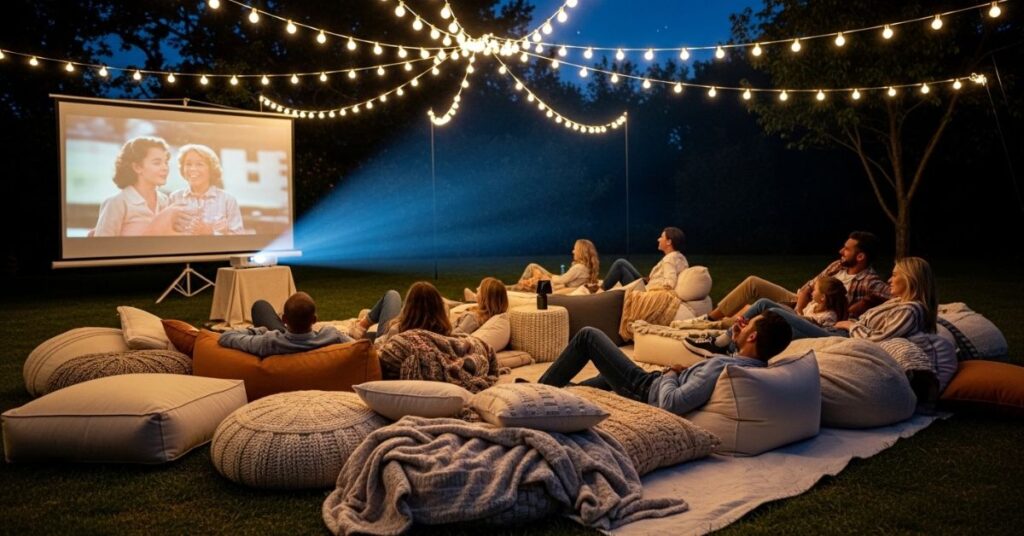 Backyard Movie Night Setup