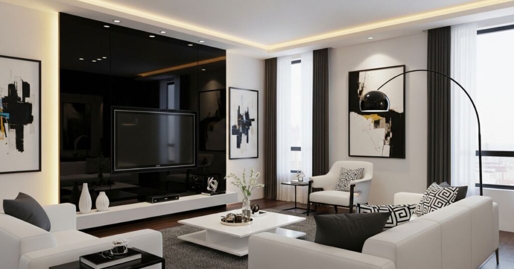 Black Accent TV Wall for Bold Contrast