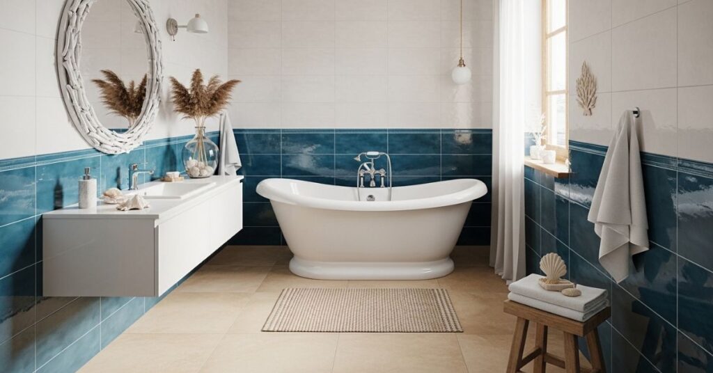 Blue Bathroom Tiles for a Fresh Ocean-Inspired Theme