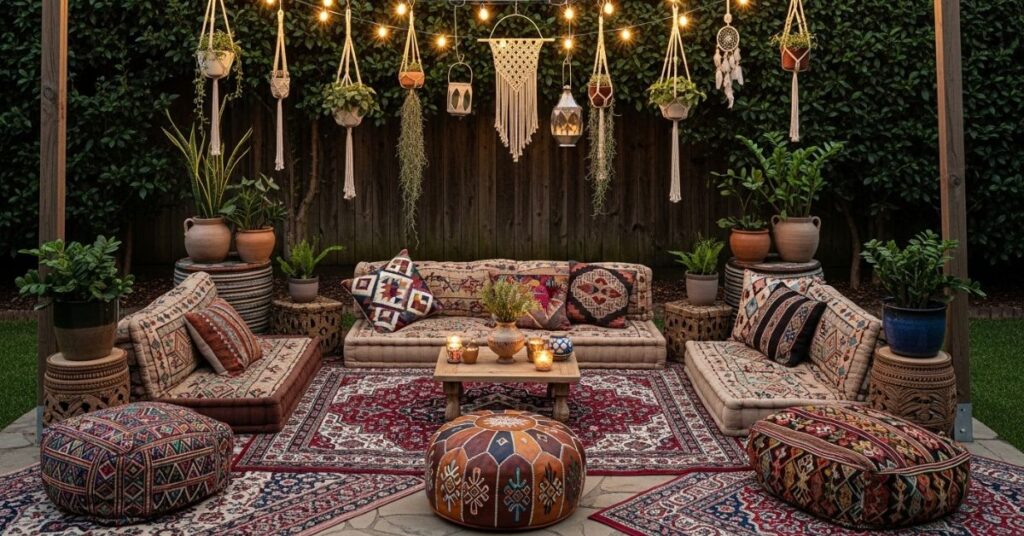 Boho Style Backyard Sitting Area