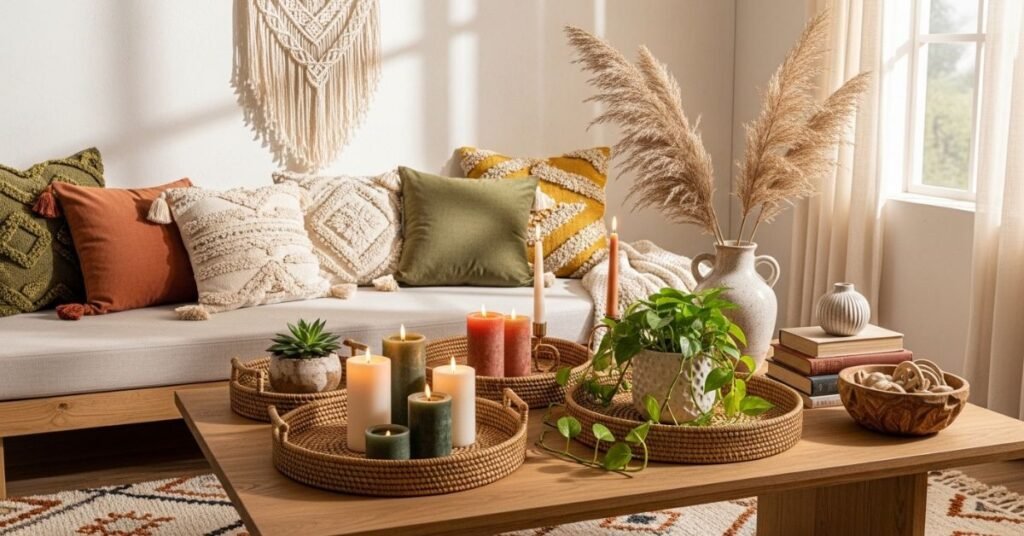 Boho Style Coffee Table Decor