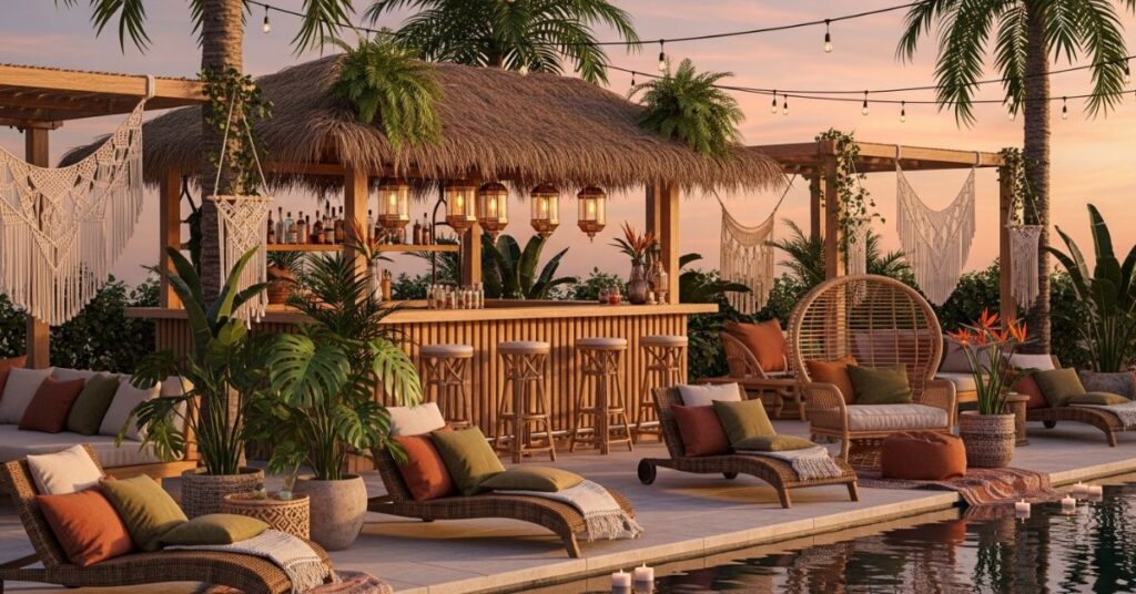 Boho Style Pool Bar Setup