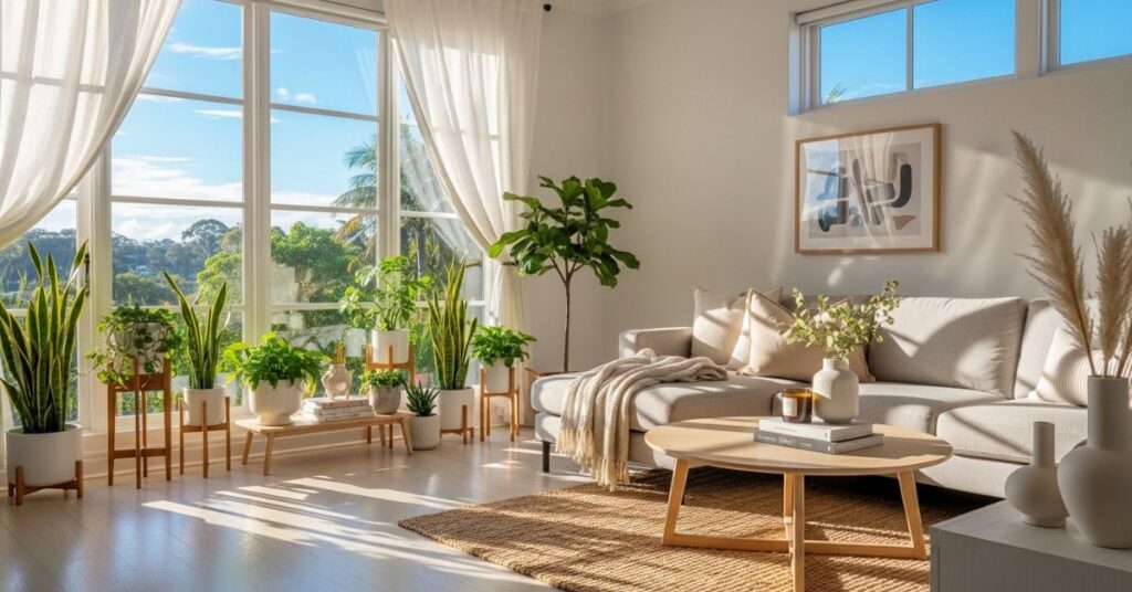 Bright Living Room With Sun-Loving Plants