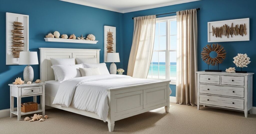 Coastal Tropical Bedroom Ideas with Ocean Blues