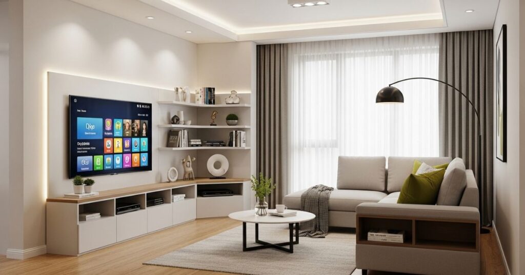 Corner TV Wall for Space Optimization