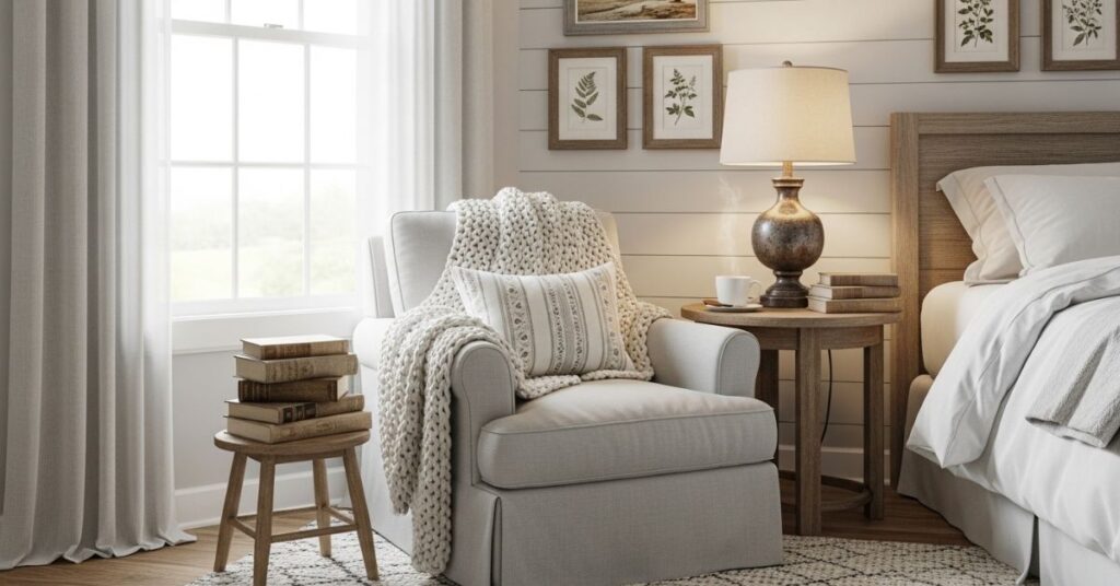 Cozy Farmhouse Bedroom Ideas with Cozy Reading Corners