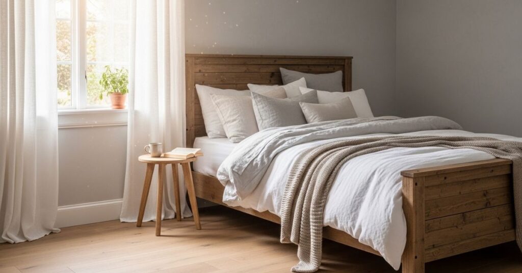 Cozy Farmhouse Bedroom Ideas with Neutral Color Palettes