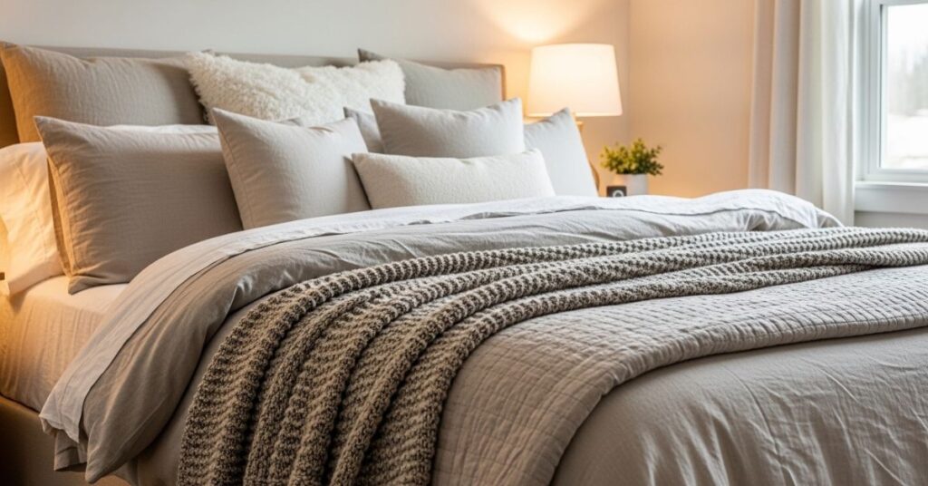 Cozy Farmhouse Bedroom Ideas with Soft Layered Bedding