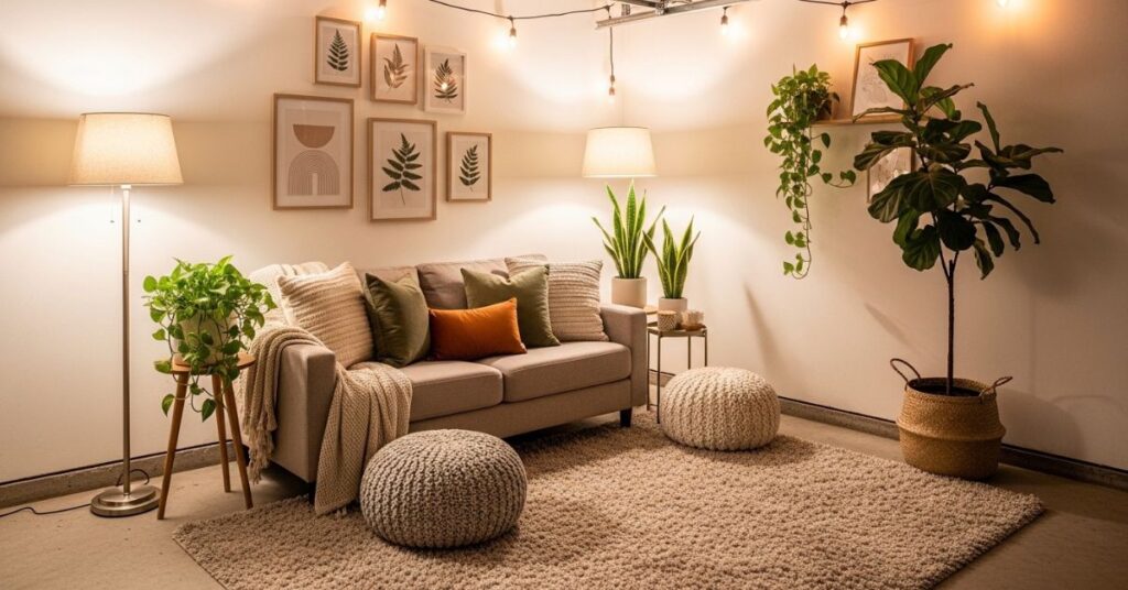 Cozy Garage Lounge Area Setup