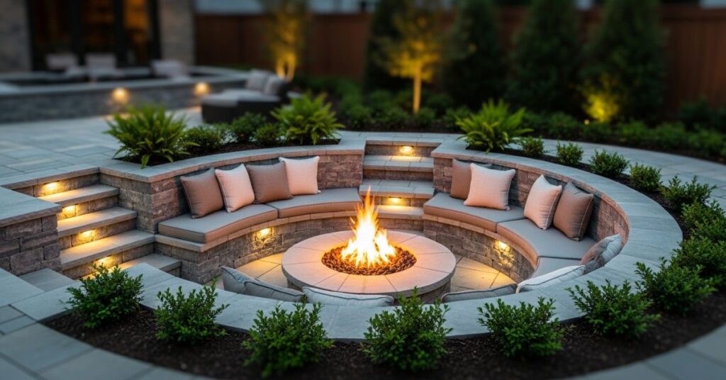 Cozy Sunken Backyard Fire Pit Lounge