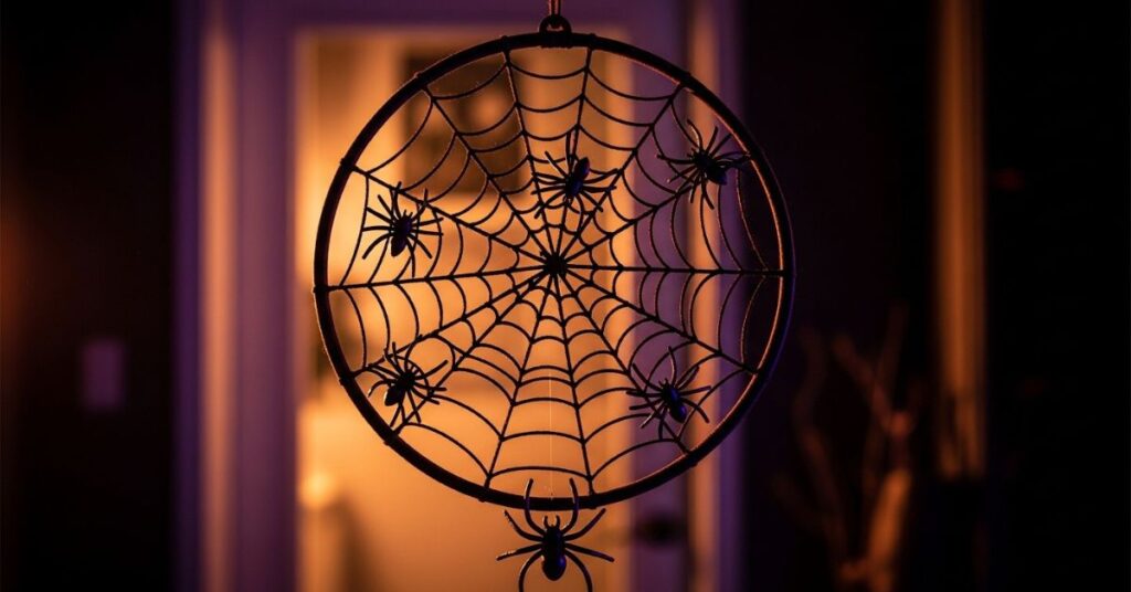 Creepy Spider Web Hoop Door Decor