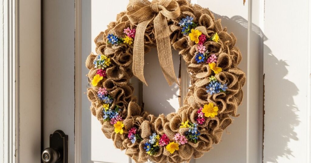 DIY Burlap and Floral Spring Wreath