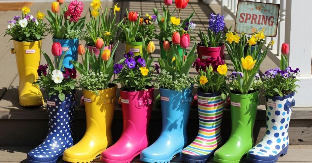 DIY Rain Boot Planters for a Fun Twist