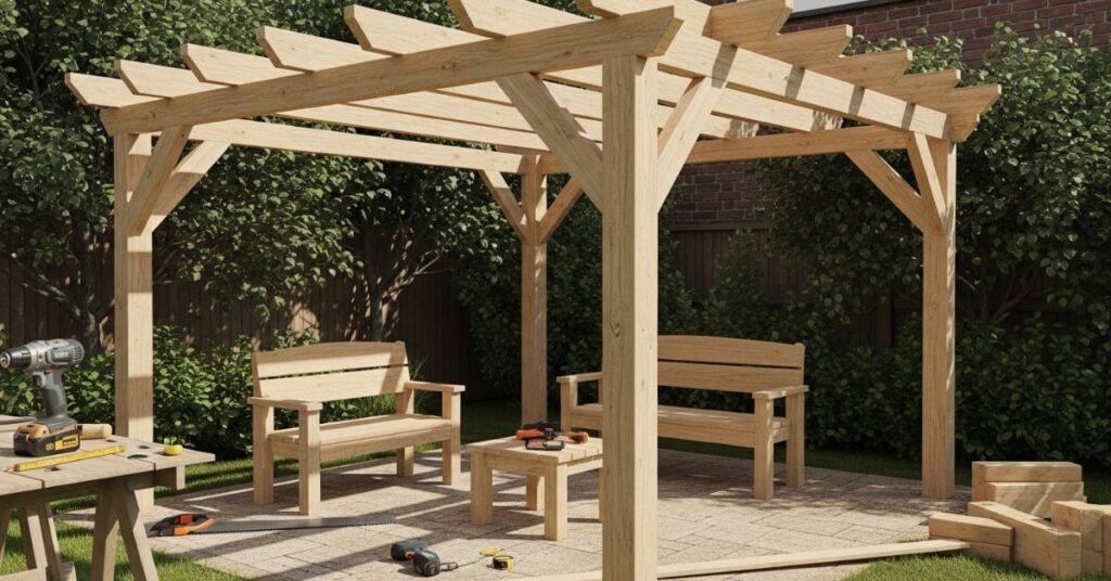 DIY Simple Wooden Pergola Design for Budget-Friendly Setup