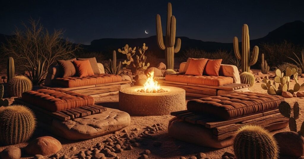 Desert Style Fire Pit Lounge Inspiration