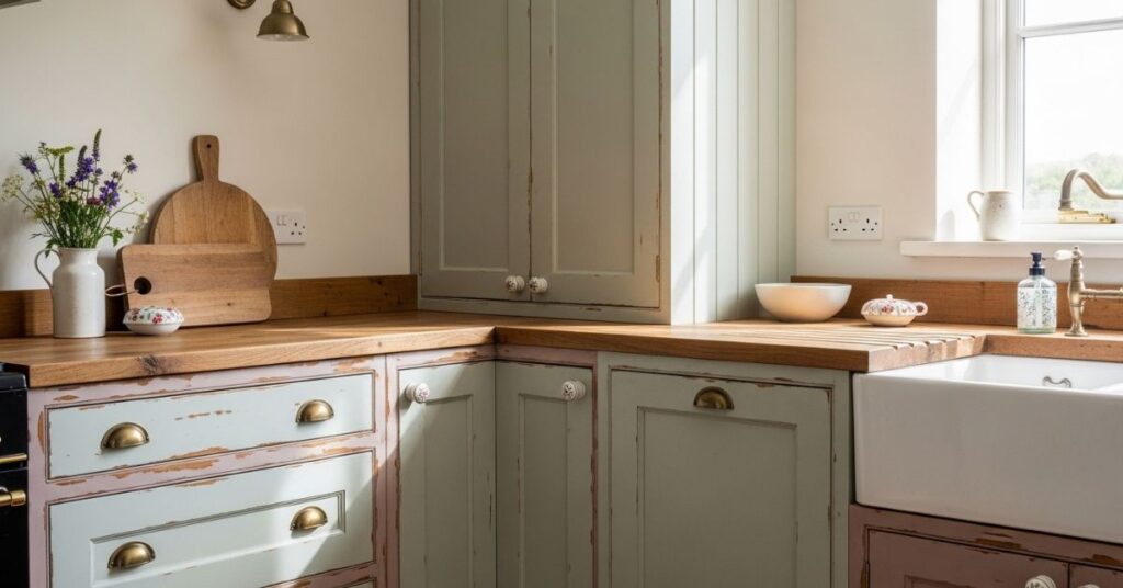 Distressed Painted Cabinets