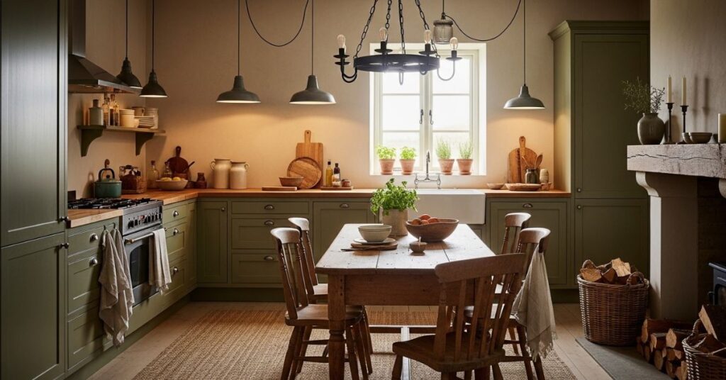 Earthy Green and Beige Rustic Style