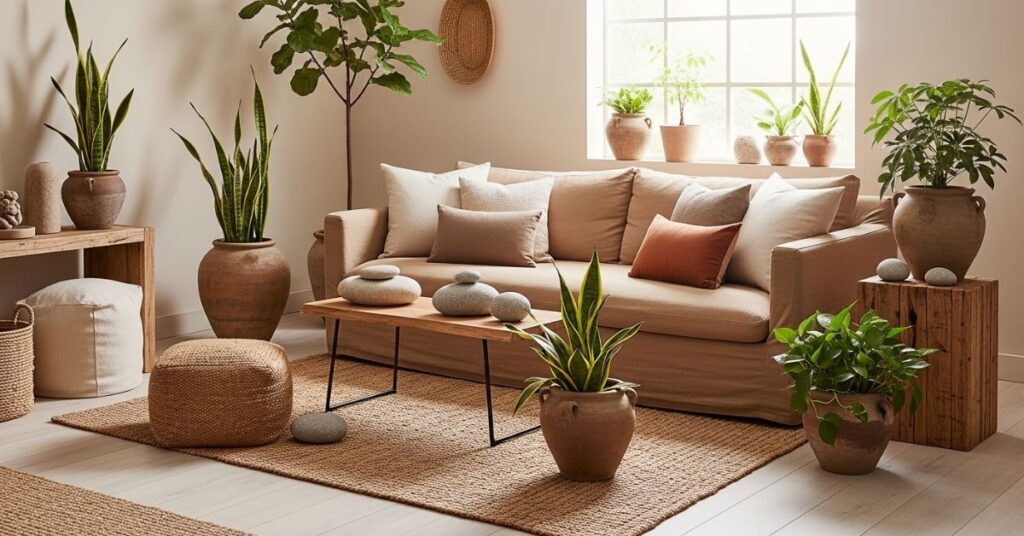 Earthy Neutral Living Room with Organic Elements