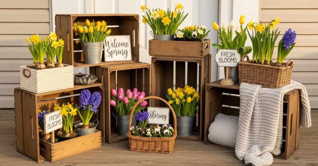 Farmhouse Crates with Seasonal Displays