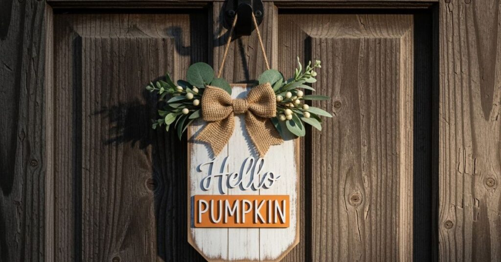 Farmhouse Hello Pumpkin Door Tag