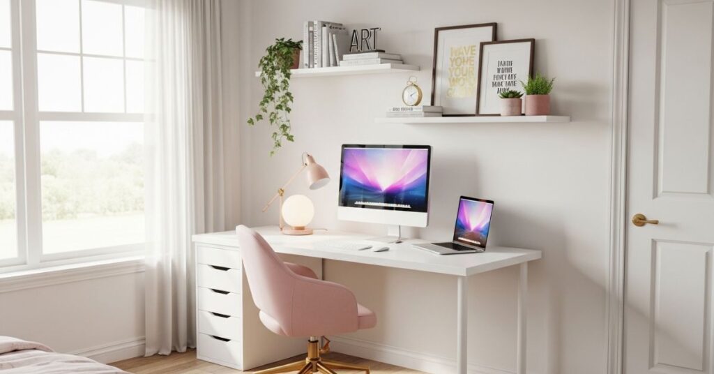 Feminine Workspace Corner Inside Bedroom Setup