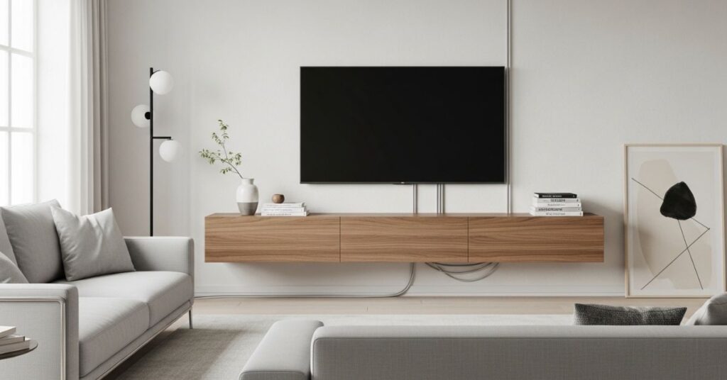 Floating Console with Clean TV Setup